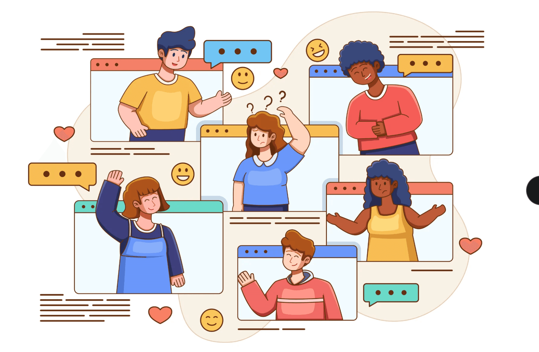 Contact sharing illustration showing people connecting and sharing contacts